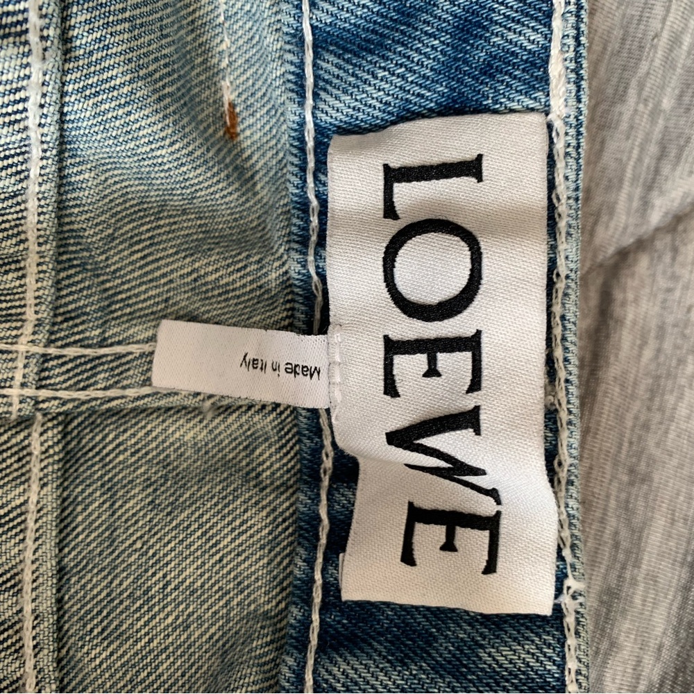 LOEWE Blue Denim Women’s Jeans with Embroidered Cuffs - Picture 14 of 16